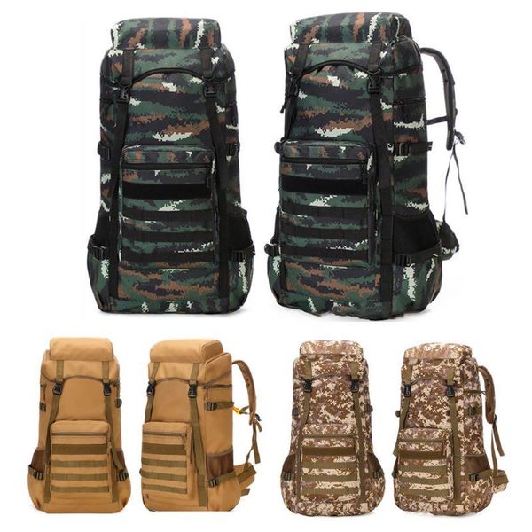 Bolsas ao ar livre 70l de grande capacidade homens exército mochila tática militar 3p Softback impermeabilizada Bug Rucksack Campo de camping caçando