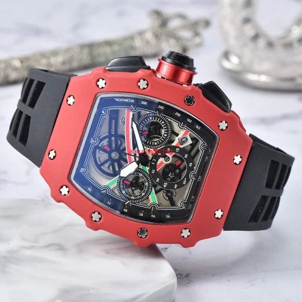 O mais recente 6 pinos 2023 Data Automatic Watch Edition Limited Men's Watch Top Brand Luxury Fun￧￣o Fun￧￣o completa Quartz Watch Silicone Strap