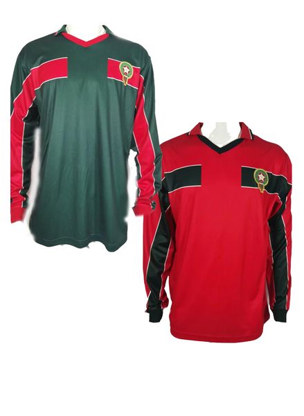 1998 Maglia da calcio a maniche lunghe del Marocco vecchia Maglia retrò di qualità tailandese BELHANDA 10 BOUFAL 9 ZIYECH 7 BENATIA 5 BOUTAIB 13 BOUSSOUFA 14 HARIT maglia da calcio personalizzata