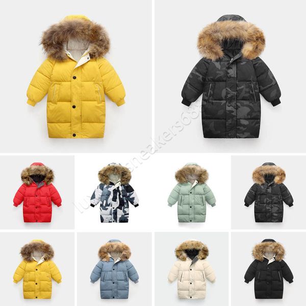 2023 Kids Designer Down Coat Jacket Winter Jacket Boy Girl Baby Outerwear Jackets com crach￡ grossa quentes casacos infantis de parkas moda cl￡ssica parkas 100-160