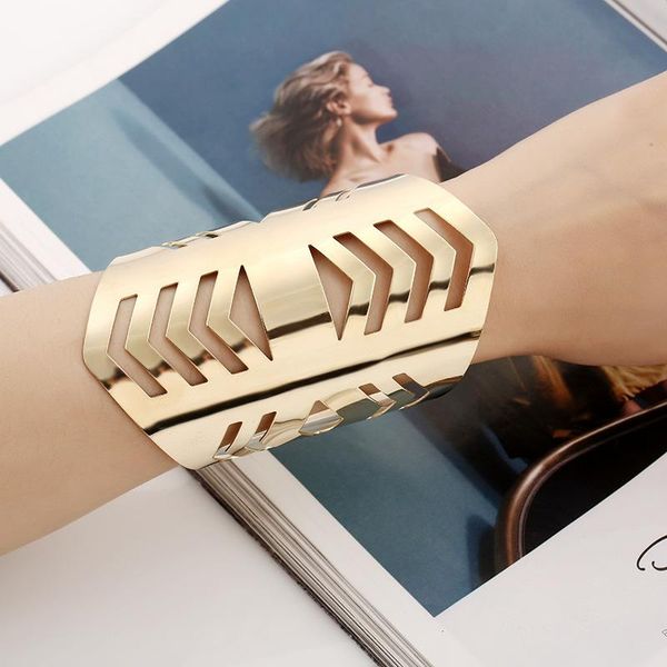 Pulseira lzhlq fashion hollow metal pulseiras 2023 Mulheres modernas maxi punk pulseira geométrica aberta