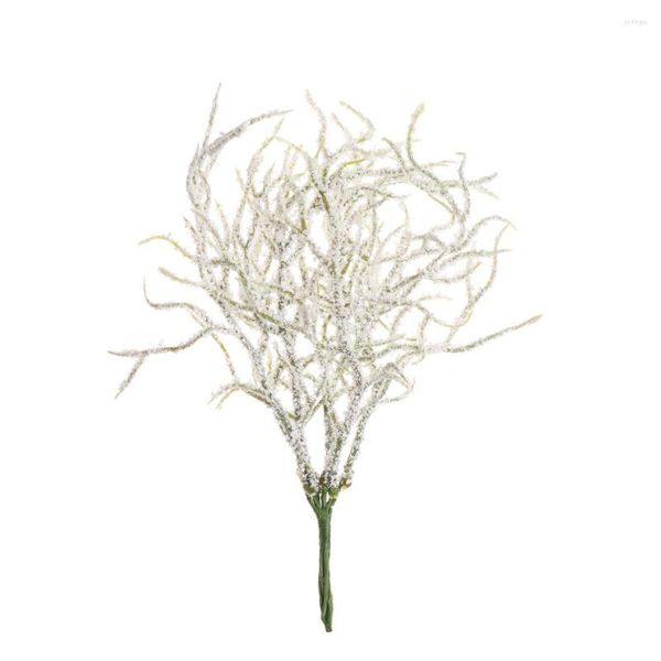 Vasi 6 pezzi/pacchetto Erba bianca Neve Ramo di pino Fiori di simulazione Pianta artificiale Ornamento di nozze Forniture per feste Decorazioni natalizie