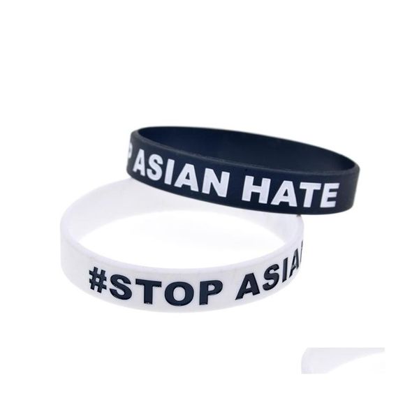 Favore di partito Sile Stop Bracciali di odio asiatico Debossed Filled In Colour Slogan Bracciale Personalizzazione del braccialetto Te0004 Drop Delivery Hom Dhskp