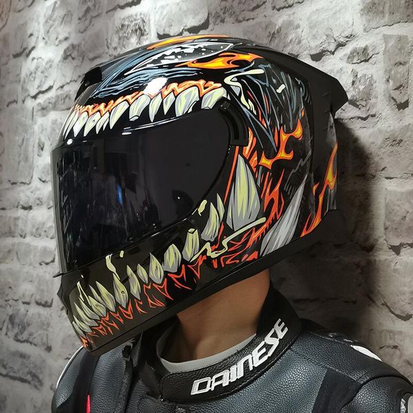 Motorradhelme Vollhelm Venom Herren Doppellinse Motocross-Zubehör Motorrad DOT-geprüft Bluetooth Antifog 702