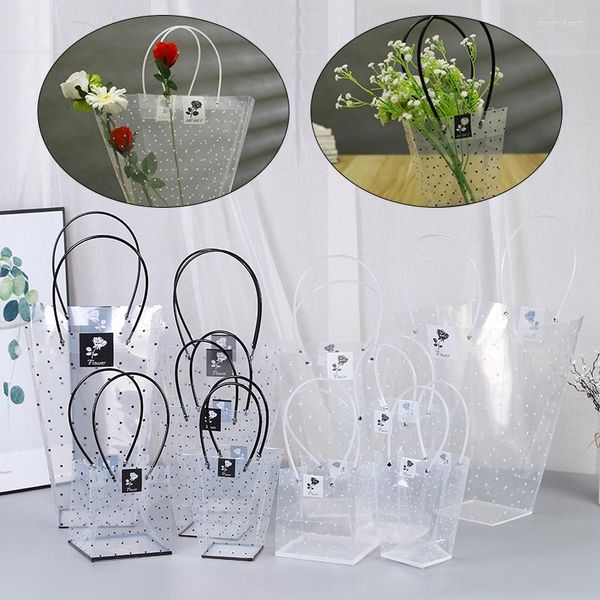 Bolsas de armazenamento T Shap Thape Transparent Gift Boxes Portable Flower Package