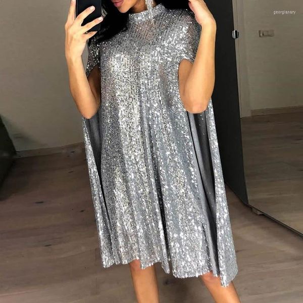 Платья для вечеринок плюс размер XXL Sexy Sequin Glitter Dress Mock Sece Design Design Seeders Sciet