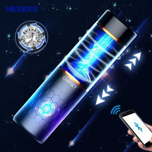 Brinquedo sexual massageador heseks bluetooth automático masturbador masculino rotação telescópica voz boquete máquinas vaginas realistas brinquedos para homem