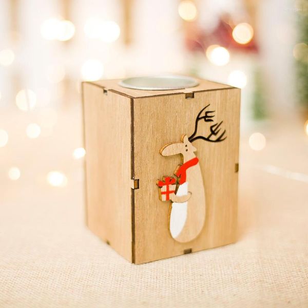 Weihnachtsdekorationen, romantischer Tisch, quadratischer Baum, Heimdekoration, Basteln, Holzbuchstaben, Kerzenhalter, Mini-Geschenkbox, Kerzenständer, Festival-Zubehör