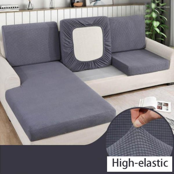 Stuhlhussen, elastischer Sofa-Kissenbezug für Wohnzimmer, Polar-Fleece-Stretch-Couch-Möbelschutz, graue rutschfeste Schonbezüge