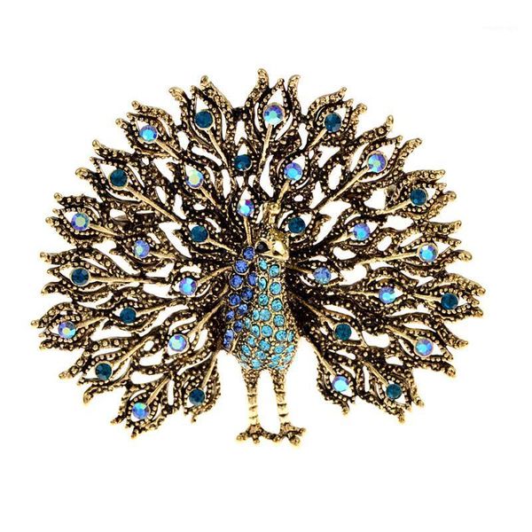 Broches pinos Cindy xiang mulitcolor grande pavão espumante para mulheres casamentos jóias de festa de partida de 2 cor de broche de broche de animal fofo de 2 cores