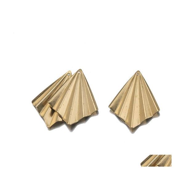 Charms 10pcs/lote de bronze folhas geométricas dobradas para pingentes para brincar de colar de colar de gotas