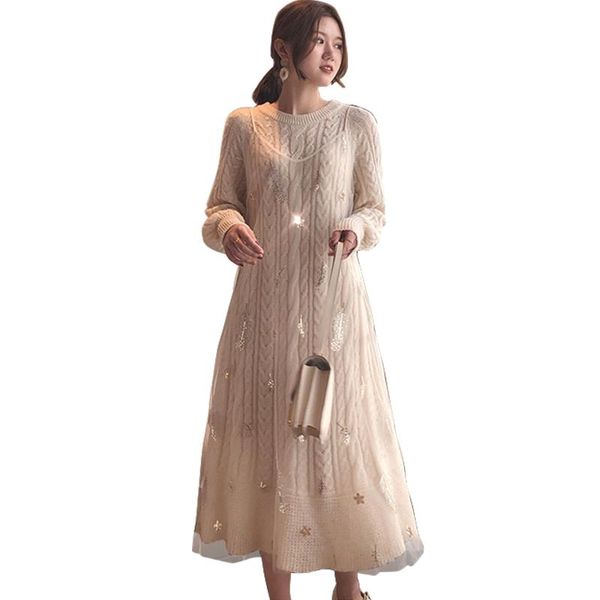 Maglioni da donna Maglione moda donna 2023 Abito autunno inverno Lungo maglia coreana lavorata a maglia TYJTJY