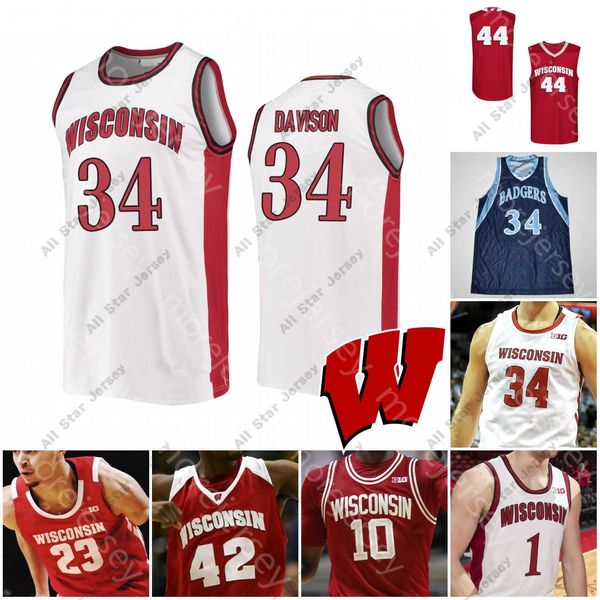 Camisas de basquete personalizadas Wisconsin Badgers Jersey de basquete NCAA College Aleem Ford DMitrik Trice Brevin Pritzl Walt McGrory Hedstrom Potter Finley Harris