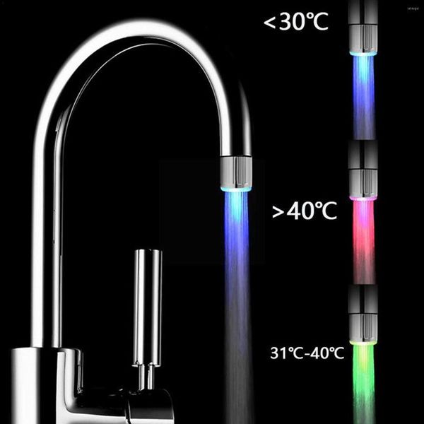 Rubinetti della cucina Rubinetto dell'acqua a led a 7 colori Luce del flusso Rubinetto della temperatura del bagno Ugello doccia Tricolore controllato Y9h3