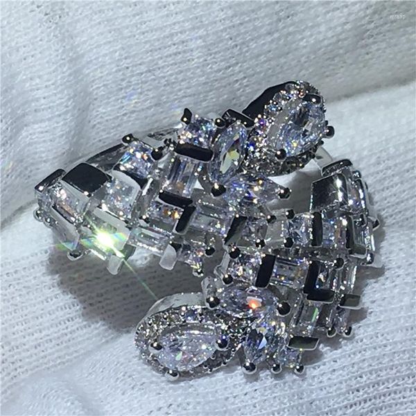 Cluster Rings Уникальное дизайнерское кольцо 925 стерлинговое серебряное циркон Vintage Обручальное обручальное кольцо для женских свадебных украшений пальцев