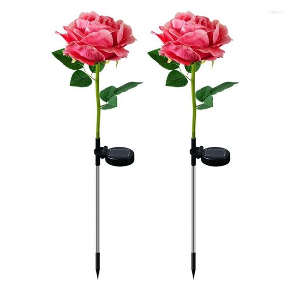 Luzes solares de flores ao ar livre Atualizada Rose LED Rose Stake Decorativa à prova d'água para