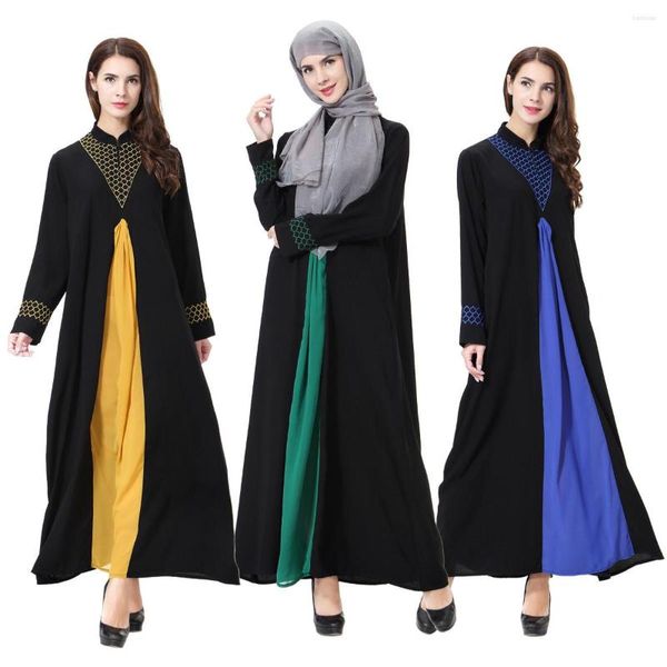 Ethnische Kleidung, muslimischer Stehkragen, langärmeliges Kleid, islamische Damen, einfarbige Robe, arabischer Kaftan, Saudi-Dubai-Frauen, Anbetung, Abaya