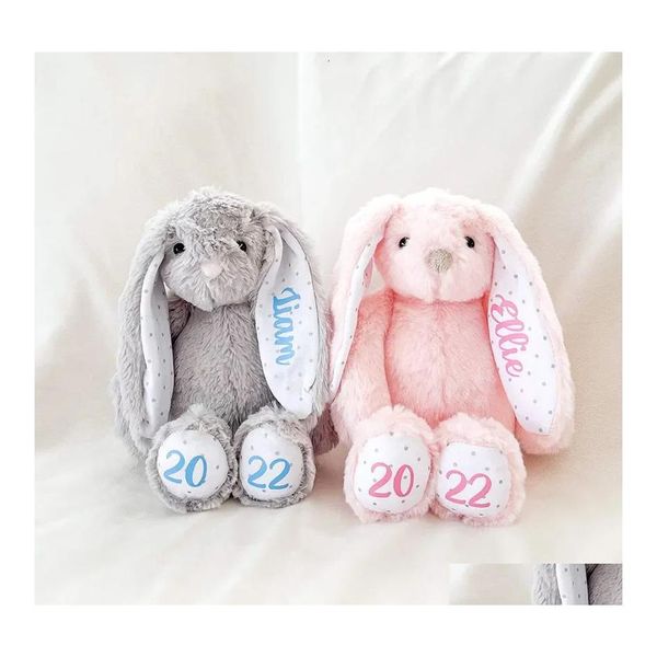 Party Favor Sublimation Lapin De Pâques En Peluche Longues Oreilles Lapins Poupée Avec Des Points 30Cm Rose Gris Bleu Blanc Rabbite Poupées Pour Enfants Cu Dhtpy