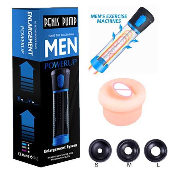 Sexspielzeug Massagegerät, automatische Penispumpe, Ärmelvergrößerung, wiederaufladbar, USB, elektrische Vergrößerung, Vakuum-Spielzeug für Männer