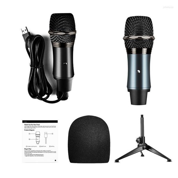 Microfoni Microfono per computer a condensatore USB con kit microfono anti-vibrazione per montaggio regolabile per streaming Podcasting Registrazione vocale
