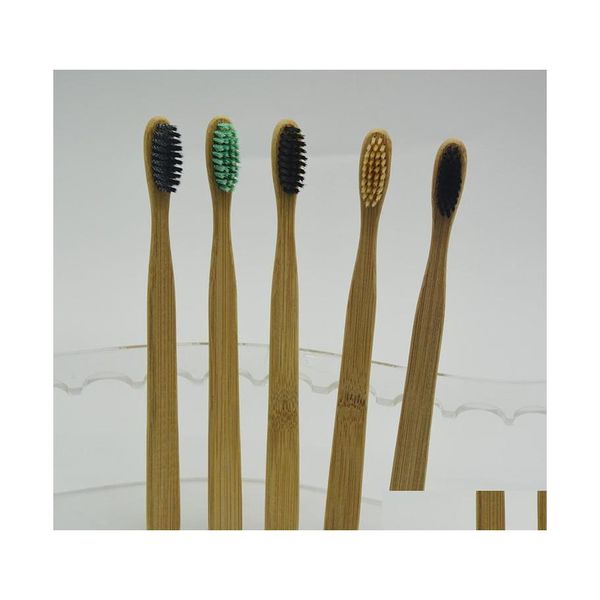 Dentes de escova de dentes amigável de madeira bambu de fibra de madeira macia ecofriário para entrega oral de gotas oral beleza de saúde dhhkb