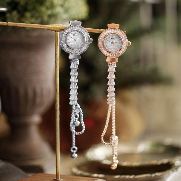 Pulseiras de bolo de princesa Princess Bracelets For Women Luxury Full Zircon Crystals Jóias Moda Moda Fina Vista Relógio
