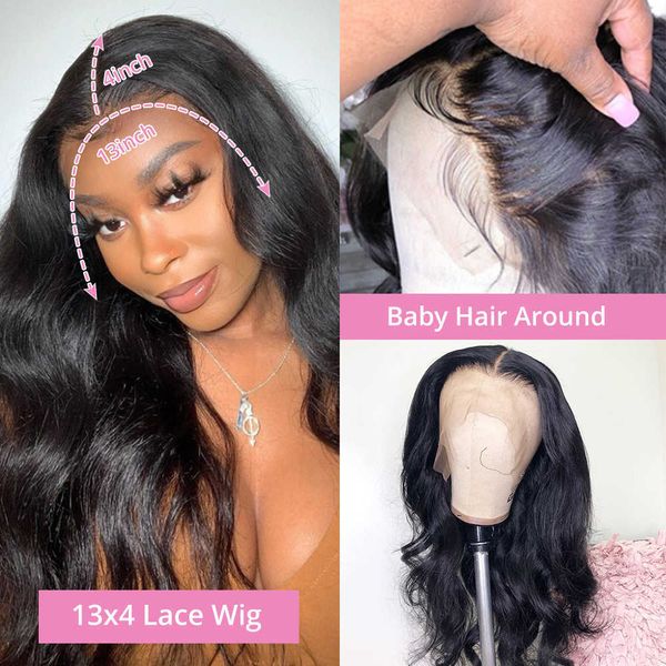 NXY LACE WIGS ROSABEAUTY 250 Densidade 30 34 polegadas Onda corporal frontal pr￩ -arrancada 100% para o homem de cabelo humano frontal Women13x4 230106