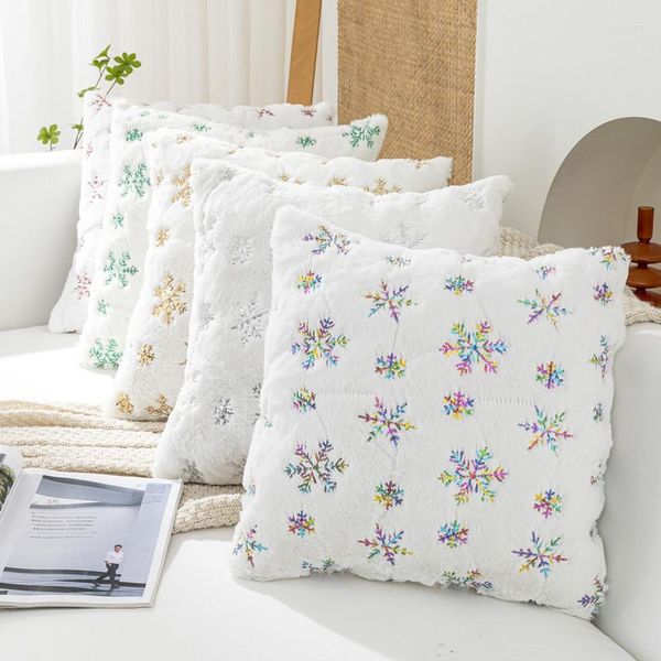 Travesseiro 45x45cm Classic Shining Snow lantejas arremesso sham chrismas sofá decorativo capa peluda capa