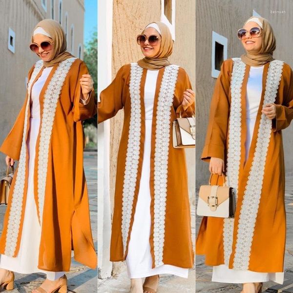 Roupas étnicas hijab vestido muçulmano mulheres revestimento abaya quimono cardigan saudita islã turco kaftan dubai caftan qatar tobe musulmane femme