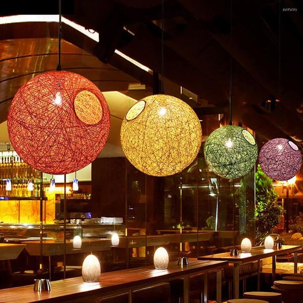 Lâmpadas pendentes de lâmpadas modernas Rattan Lights Tarado a mão Lâmpada Restaurante Restaurante Sóia Cozinha Luminárias Suspensão de Luminária