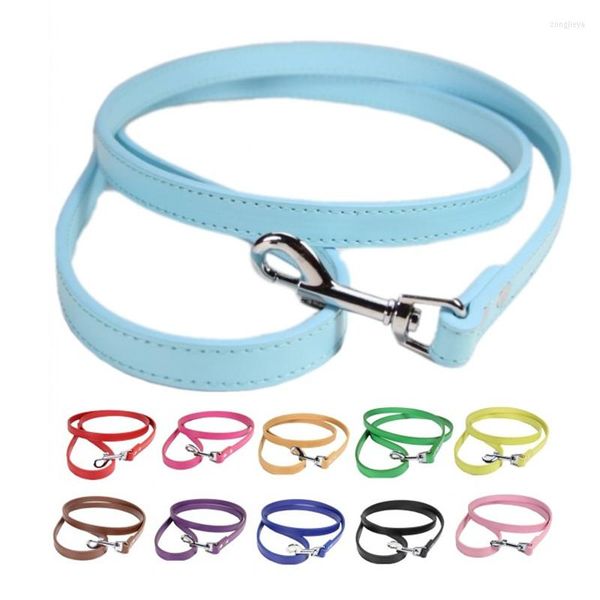 Collari per cani Guinzaglio in pelle PU Guinzaglio a catena Corda Pet Cat Trazione Gancio Fibbia per collare per piccoli animali Imbracatura Corsa Camminata Nero Rosso Blu