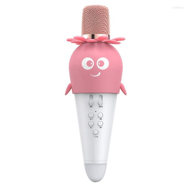 Mikrofone Top Angebote Drahtloses Bluetooth-Mikrofon Handkondensatormikrofon Lautsprecher mit LED-Leuchten Aufnahmefunktion Karaoke für Kinder