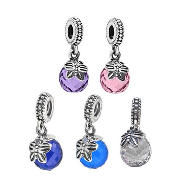 Brincos de colar Set Sterling Silver Silver European Crystal Flutuante Butterfly Charms Fit Pan Charm Bracelets BangleSearrings