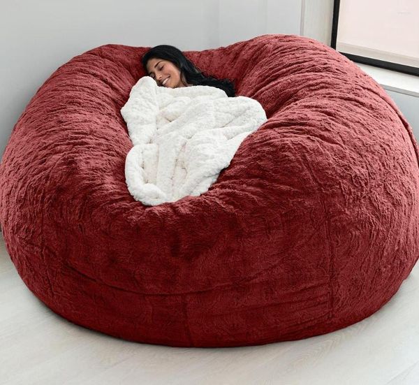 Fodere Per Sedie Senza Riempitivo Foan Beanbag Couch Grande Pavimento Sedile Futon Comodo Reclinabile Sfumatura di Colore Pelliccia Gigante Copertura Del Sacchetto di Fagioli Per divano Liviin