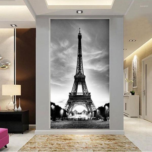 Papéis de parede decoração de casa personalizada 3D papel de parede não tecido Eiffel Tower Sala de estar de entrada de hallwarway colagem de decoração de parede restaurante