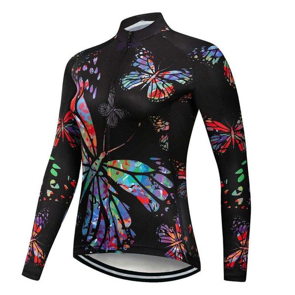 Jackets de corrida Design Design de manga longa feminina Jerva de ciclismo Tops coloridos de mountain bike and Shirts Anti -UV Biciclo Sportswear MTB ClowaRa