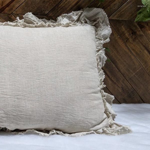 Caixa de travesseiro agitou Shams Shabby Chic travesseiros Fazenda Fazenda Ruffle Country Country Elegante Francês Lavagem Vintage Decorativa TJ7335