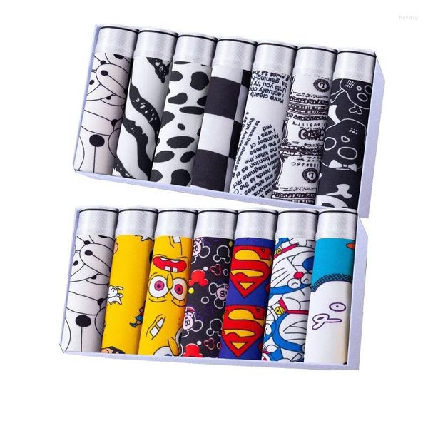 Mutande 10 pz/lotto Intimo Uomo Boxer Stampa Mutandine Maschili Cartoon Pantaloncini Comodi Plus Size Mutande da Uomo Set Morbidi