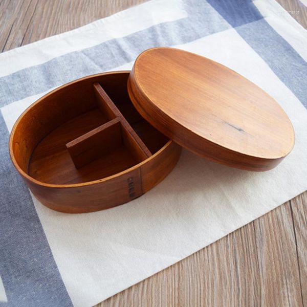 Set di stoviglie Scatole Bento giapponesi Scatola per il pranzo in legno Contenitore per stoviglie per sushi in legno naturale fatto a mano WXV Vendita