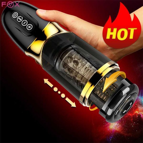 Brinquedo sexual massageador automático rotação telescópica masculino masturbação copo modos silicone vagina real adulto masturbador brinquedos para homem atn4