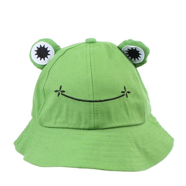 Chapéus largos da borda Moda SunHat Capfeto de sapo fofo para mulheres verão feminino para caminhada ao ar livre Caso solar de pesca verde