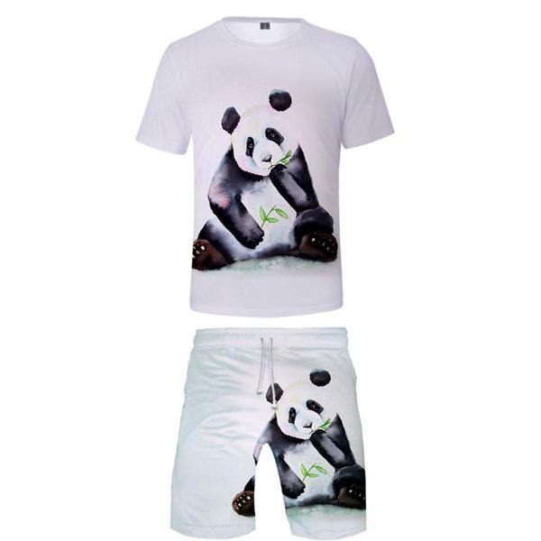 Männer Trainingsanzüge 2023 Panda 3D Männer/Frauen Zwei Stück Set Casual Sommer T-shirt Shorts Geeignet T-stück mode Streetwear Kleidung