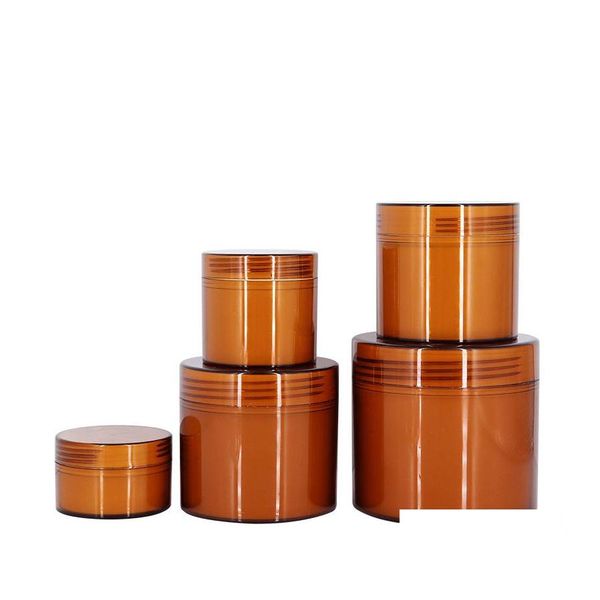 Cream Jar Amber Brown Pet Plastic Cosmetic Jars Containers For Lotion Mask 50G 100G 200G 300G 500G Drop Delivery Office School Busin Ot5Xg