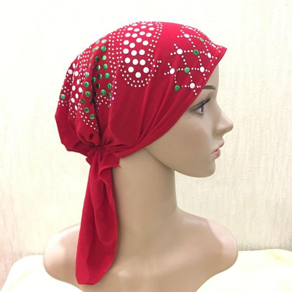 Abbigliamento etnico H089 Donne africane Hijab Colore Diamante Berretto con orecchie Baotou Foulard Cappello arabo Disponibile Turbante all'ingrosso