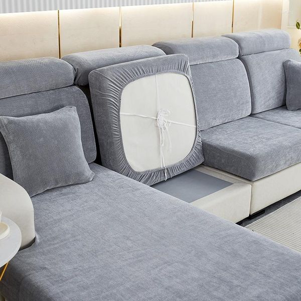 Stuhlhussen Chenille verdicken Stoff Sitzkissenbezug elastisches Jacquard Sofa für Wohnzimmer Ecke L-Form Möbel Schonbezug