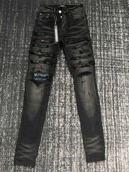 2023 nuovi bellissimi colori Jeans skinny strappati in difficoltà da uomo ~ Jeans TAGLIA USA 29-38 ~ Pantaloni slim in denim da motociclista da moto slim jeans hip hop