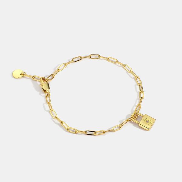 Pulseiras de link cadeia cadeia de metal único pequena mini encantos estrela -estrelas Drop Gold Drop Padlock Personalidade correntes Bangle Femme