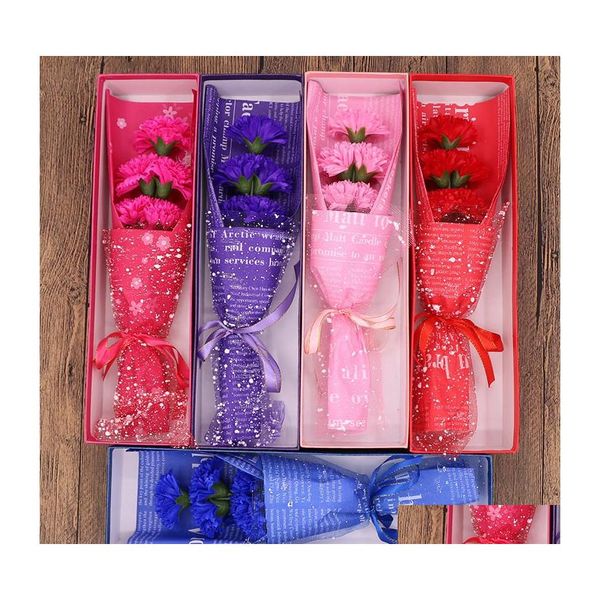 Flores decorativas grinaldas de cravamento Sabão Caixa de presente Feliz Aniversário Professores do Dia das Mães Buquê Romântico Buquet Vermelho Pink Dr Dhkdy