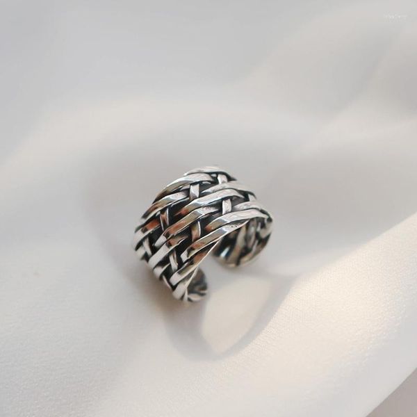 Кластерные кольца ручной плетеной вязаный вязаный вязаный 925 серебряный серебряный боховый унисекс обручальный кольцо женские мужские ювелирные изделия для нее подарок