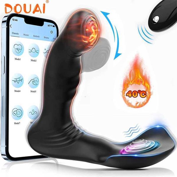 Brinquedo sexual massageador bluetooth próstata balançando vibrador anal masculino buttplug estimulador de testículos anel peniano brinquedos de aquecimento para